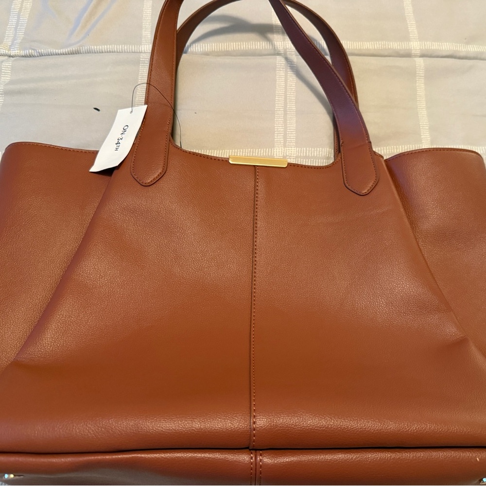 ON 34th Tan Light Brown Leather Tote Bag